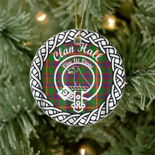 Scottish Clan Hall Tartan und Wappen Keramik Ornament (Baum)