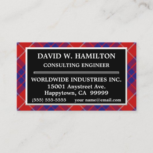 Scottish Clan Hamilton Tartan Kariert Visitenkarte (Vorderseite)