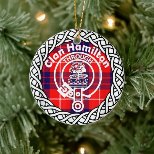 Scottish Clan Hamilton Tartan und Wappen Keramik Ornament (Baum)