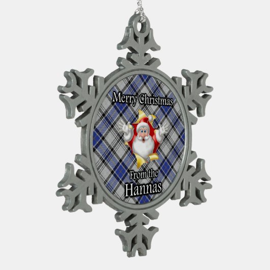 Scottish Clan Hannay Hanna Tartan Christmas Schneeflocken Zinn-Ornament (Links)