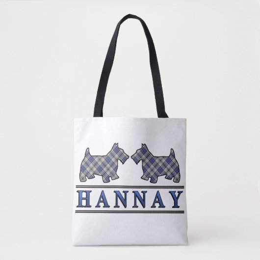 Scottish Clan Hannay Scottie Dogs Tartan Kariert Tasche (Vorderseite)
