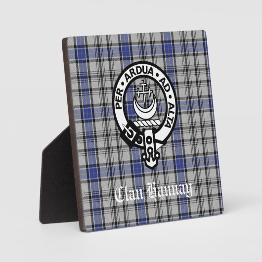 Scottish Clan Hannay Wappen Abzeichen und Tartan C Fotoplatte (Vorderseite)