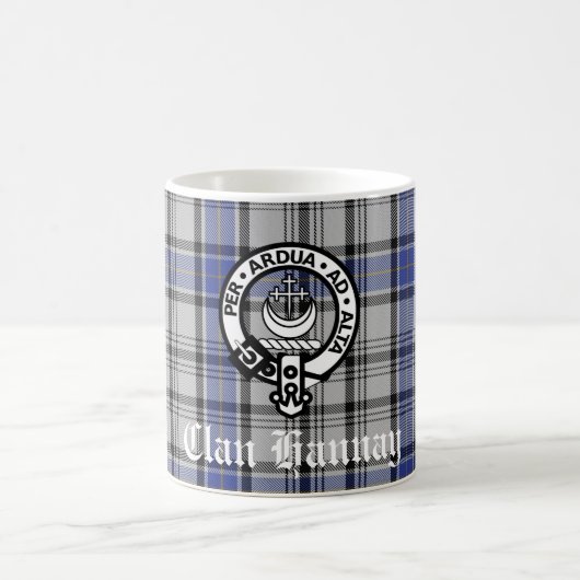 Scottish Clan Hannay Wappen Abzeichen und Tartan C Kaffeetasse (Mittel)