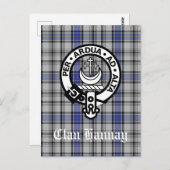 Scottish Clan Hannay Wappen Abzeichen und Tartan C Postkarte (Vorne/Hinten)