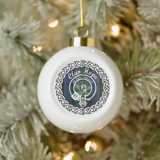 Scottish Clan Hope Tartan und Wappen Keramik Kugel-Ornament (Baum)