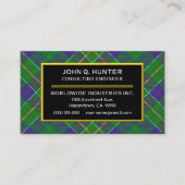 Scottish Clan Hunter Tartan Kariert Visitenkarte (Vorderseite)