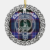 Scottish Clan Hunter Tartan und Wappen Keramik Ornament (Vorne)