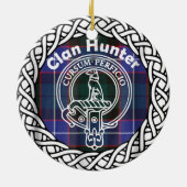 Scottish Clan Hunter Tartan und Wappen Keramik Ornament (Hinten)