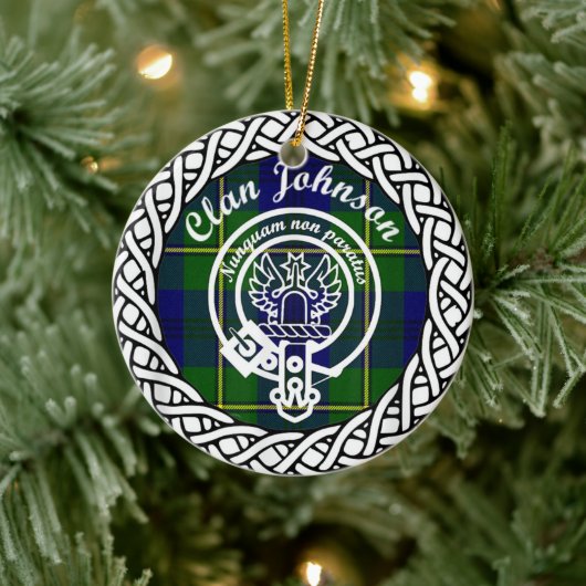 Scottish Clan Johnson Tartan und Wappen Keramik Ornament (Baum)