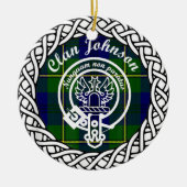 Scottish Clan Johnson Tartan und Wappen Keramik Ornament (Vorne)