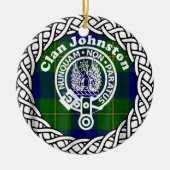 Scottish Clan Johnston Tartan und Wappen Keramik Ornament (Vorne)
