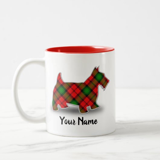 Scottish Clan Kerr Tartan Scottish Terrier Zweifarbige Tasse (Links)