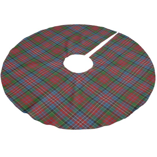 Scottish Clan Kidd Red Green Blue Tartan Polyester Weihnachtsbaumdecke (Schrägansicht)