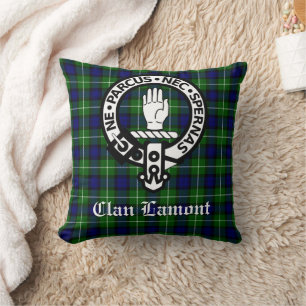 Scottish Clan Lamont Wappen Abzeichen und Tartan Kissen