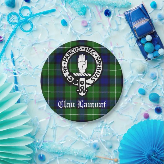 Scottish Clan Lamont Wappen Abzeichen und Tartan Pappteller (Party)