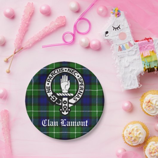 Scottish Clan Lamont Wappen Abzeichen und Tartan Pappteller (Party)