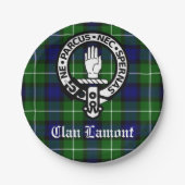 Scottish Clan Lamont Wappen Abzeichen und Tartan Pappteller (Vorderseite)
