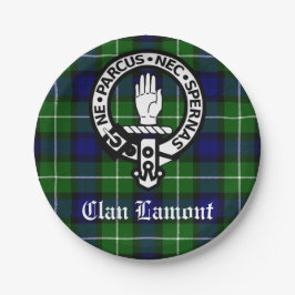 Scottish Clan Lamont Wappen Abzeichen und Tartan Pappteller