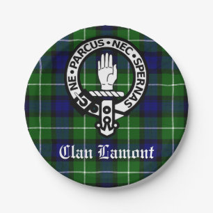 Scottish Clan Lamont Wappen Abzeichen und Tartan Pappteller