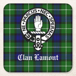 Scottish Clan Lamont Wappen Abzeichen und Tartan Rechteckiger Pappuntersetzer