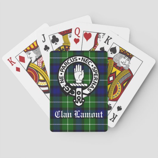 Scottish Clan Lamont Wappen Abzeichen und Tartan Spielkarten (Rückseite)