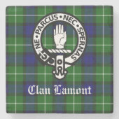 Scottish Clan Lamont Wappen Abzeichen und Tartan Steinuntersetzer (Vorderseite)