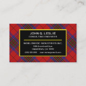 Scottish Clan Leslie Red Tartan Kariert Visitenkarte (Vorderseite)