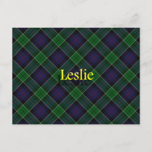 Scottish Clan Leslie Tartan Postkarte