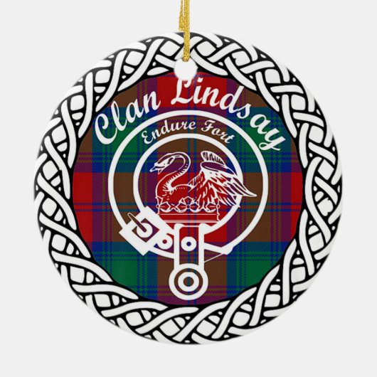 Scottish Clan Lindsay Tartan und Wappen Keramik Ornament (Hinten)