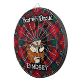 Scottish Clan Lindsey Lindsay Tartan Dartboard Dartscheibe (Vorderseite rechts)