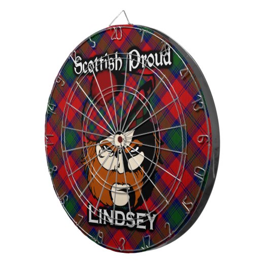 Scottish Clan Lindsey Lindsay Tartan Dartboard Dartscheibe (Vorderseite rechts)