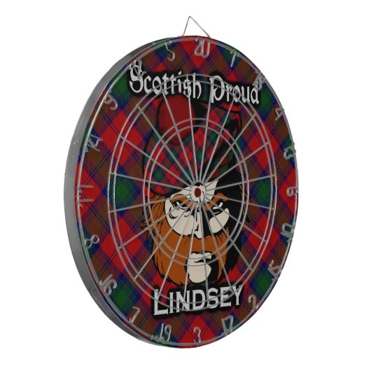 Scottish Clan Lindsey Lindsay Tartan Dartboard Dartscheibe (Vorderseite Links)