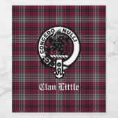 Scottish Clan Little Wappen Abzeichen und Tartan C Weinetikett (Einzelnes Label)
