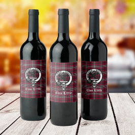 Scottish Clan Little Wappen Abzeichen und Tartan C Weinetikett