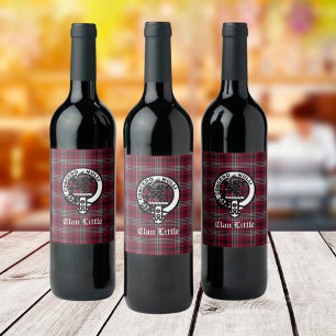 Scottish Clan Little Wappen Abzeichen und Tartan C Weinetikett