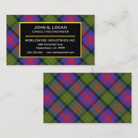 Scottish Clan Logan Tartan Kariert Visitenkarte (Vorne/Hinten)