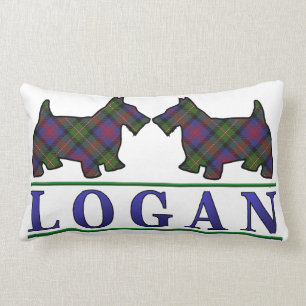 Scottish Clan Logan Tartan Scottie Dogs Lendenkissen