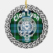 Scottish Clan Lyon Tartan und Wappen Keramik Ornament (Hinten)