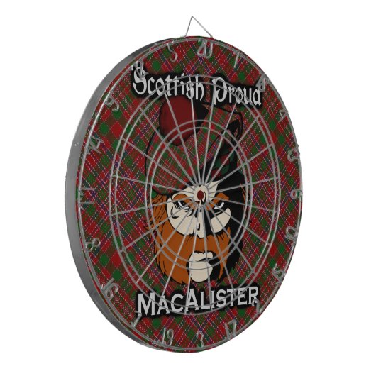 Scottish Clan MacAlister Tartan Dartboard Dartscheibe (Vorderseite Links)