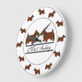 Scottish Clan MacAulay Tartan Pläd Scottie Dogs Große Wanduhr (Winkel)