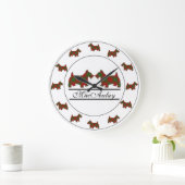 Scottish Clan MacAulay Tartan Pläd Scottie Dogs Große Wanduhr (Zuhause)