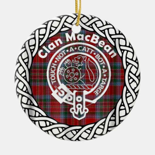 Scottish Clan MacBean Tartan und Wappen Keramik Ornament (Vorne)
