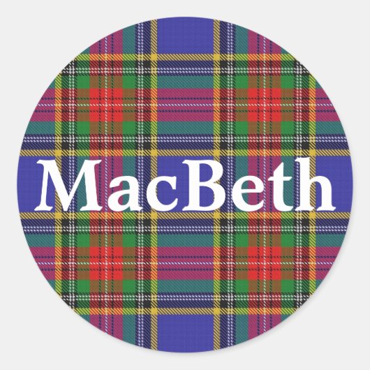 Scottish Clan MacBeth Tartan Kariert Runder Aufkleber (Vorderseite)