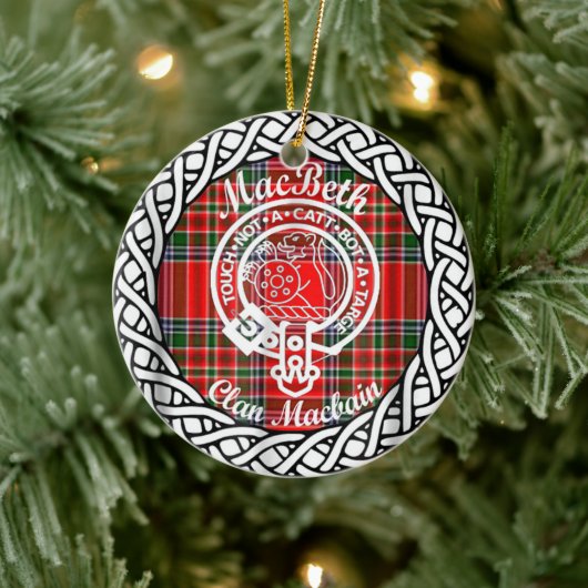 Scottish Clan MacBeth Tartan und Wappen Keramik Ornament (Baum)