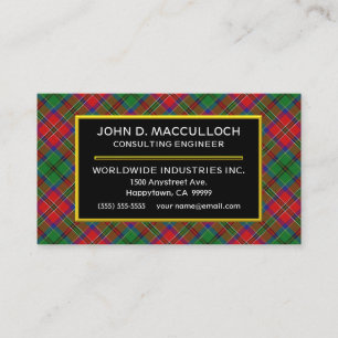 Scottish Clan MacCulloch Tartan Kariert Visitenkarte