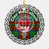 Scottish Clan MacCullock Tartan und Wappen Keramik Ornament (Hinten)