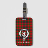 Scottish Clan MacDuff Tartan und Wappen Abzeichen Gepäckanhänger (Vorderseite Vertikal)