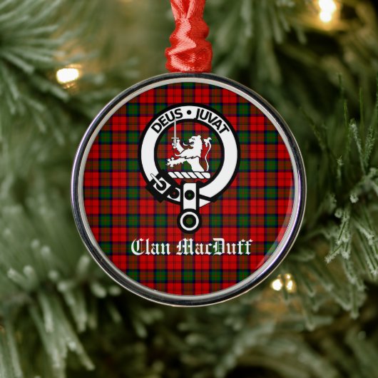 Scottish Clan MacDuff Tartan und Wappen Abzeichen Ornament Aus Metall (Baum)
