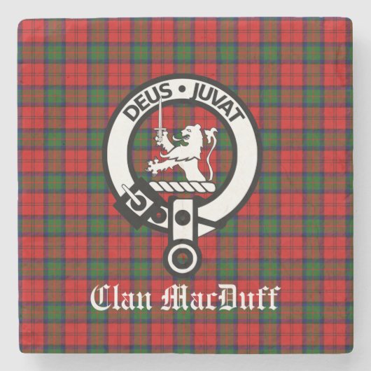 Scottish Clan MacDuff Tartan und Wappen Abzeichen Steinuntersetzer (Vorderseite)