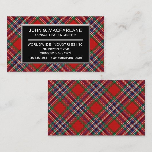 Scottish Clan MacFarlane Tartan Kariert Visitenkarte (Vorne/Hinten)